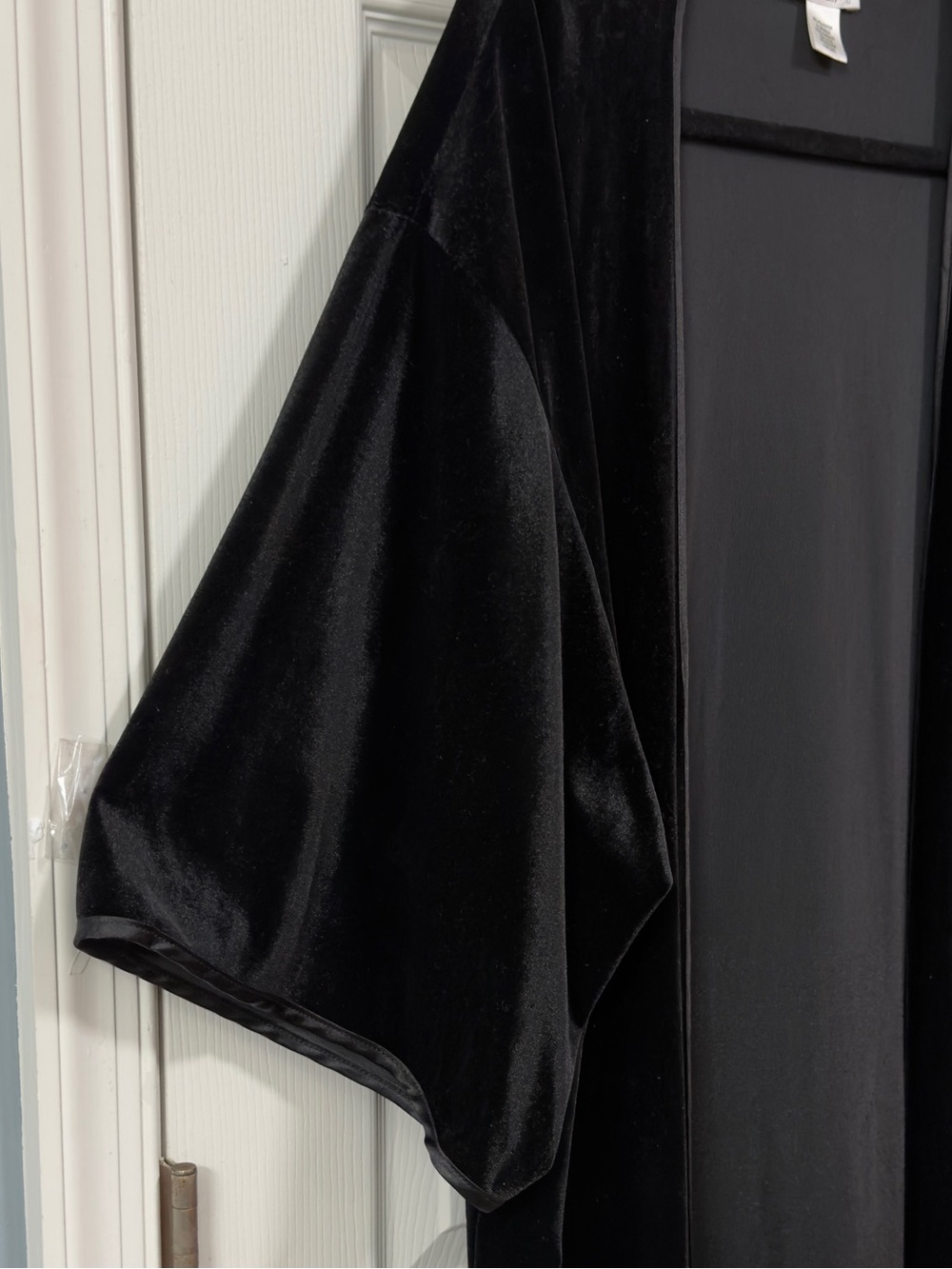 URBAN Romantics Black Velvet Kimono Open Front Longline Kimono Duster Jacket. - Picture 6 of 15
